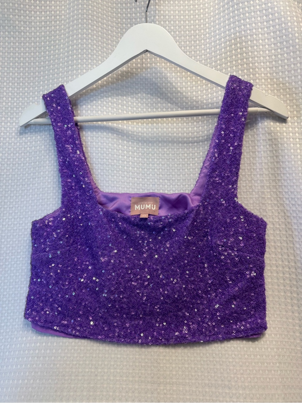 Show Me Your MuMu Purple Sequin Cropped Tank